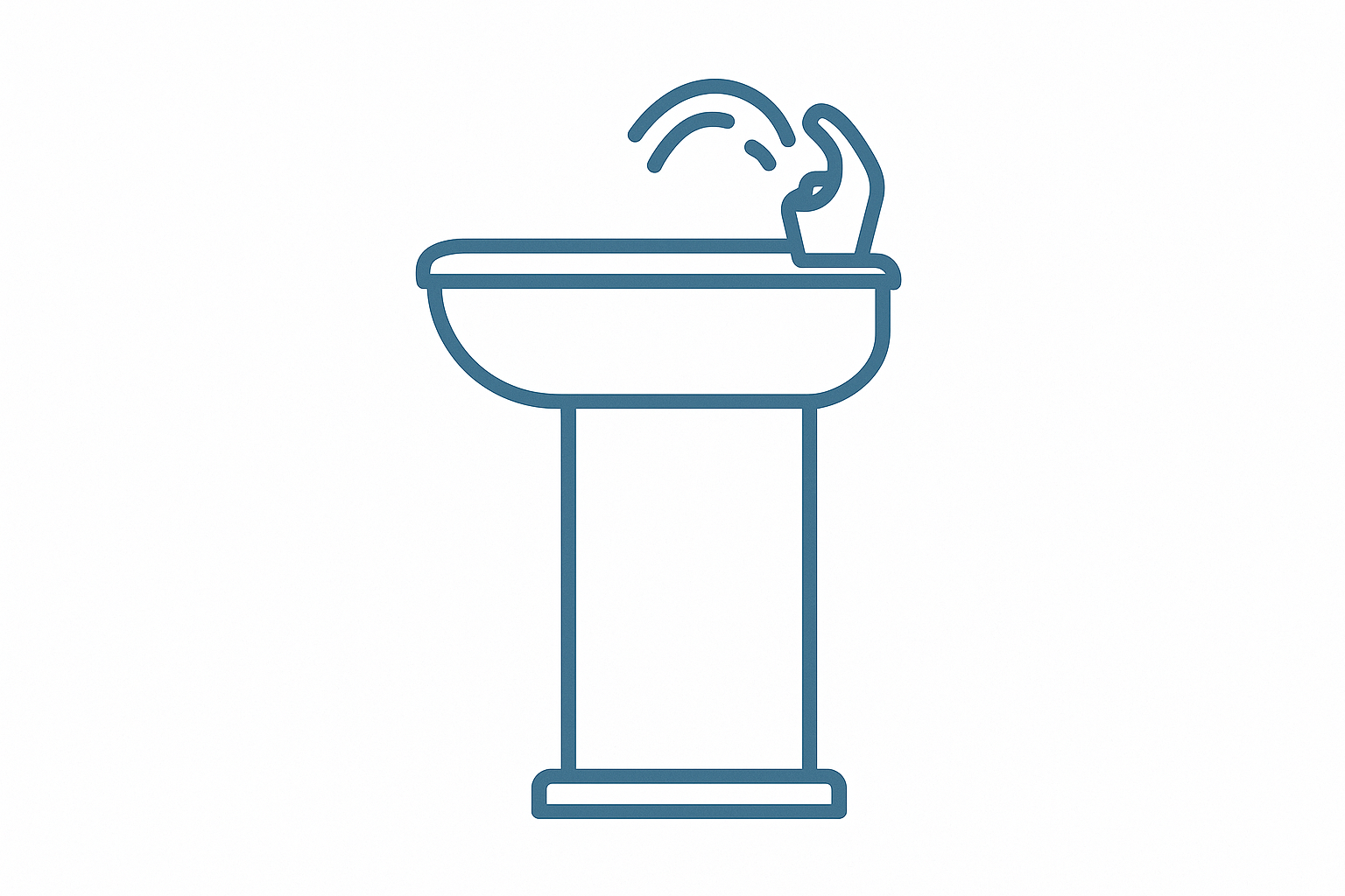 fais moi un custom icon d'une fontaine en inox, le logo doit être gros, uniquement les contours, couleur #4F7FA8, et un fond blanc